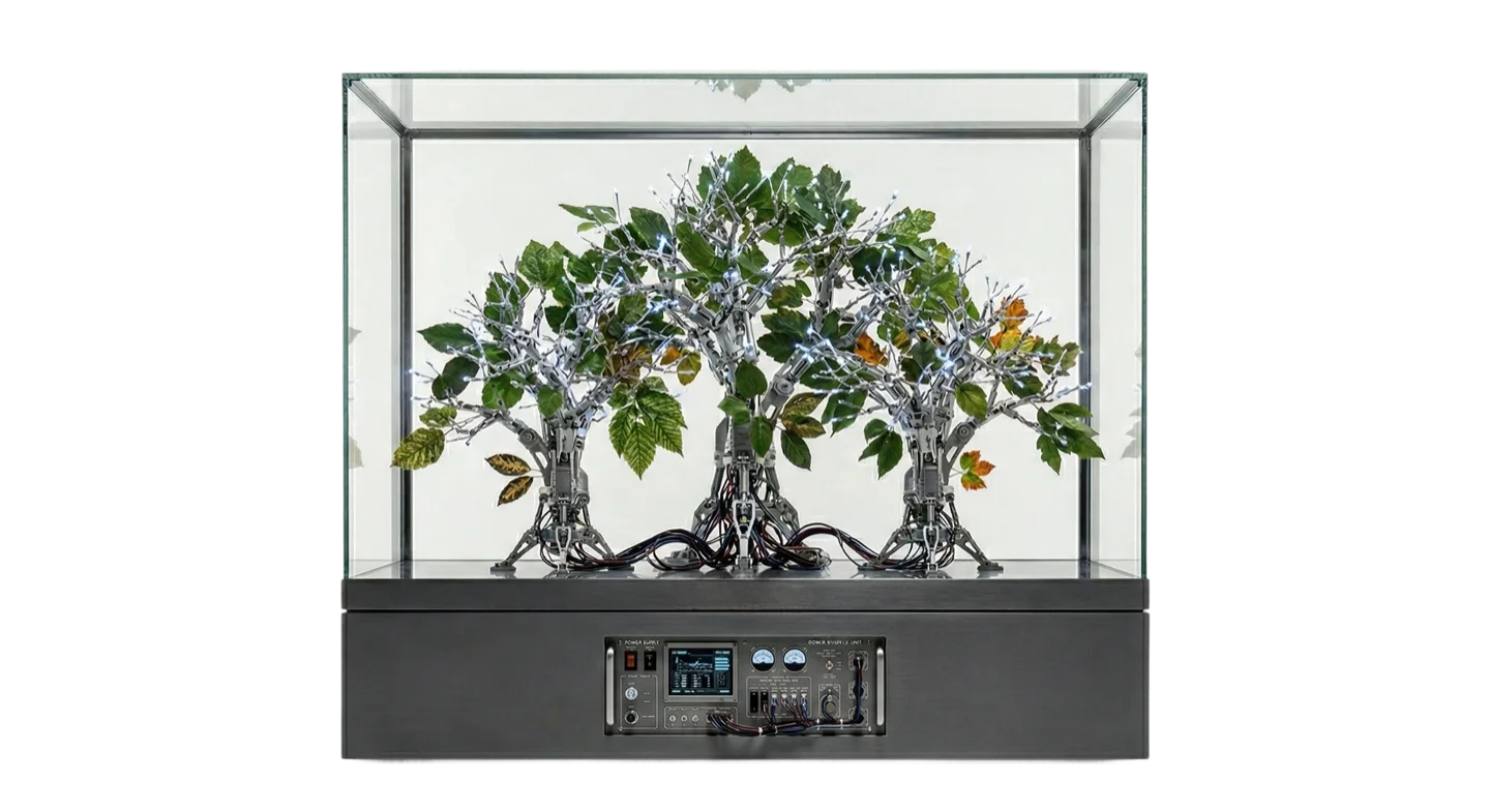 Tree specimen in glass case